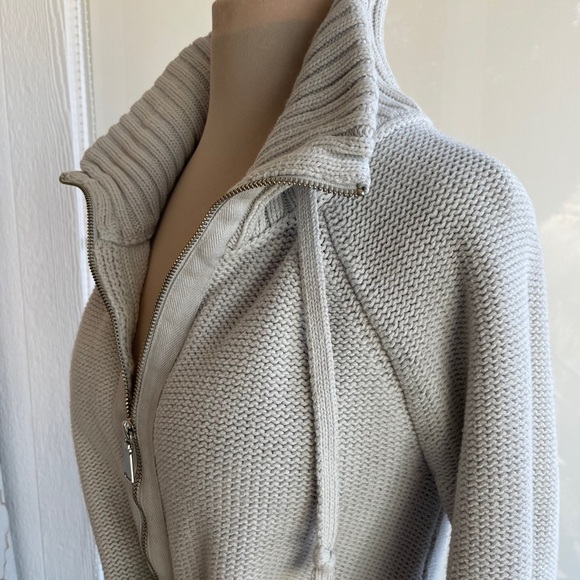 Eddie Bauer Chunky Women's High collar Zip Cardigan 3/4 Sleeves, Size L - Picture 6 of 10